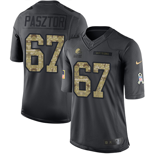 Youth Limited Austin Pasztor Nike Jersey Black - #67 2016 Salute to Service NFL Cleveland Browns